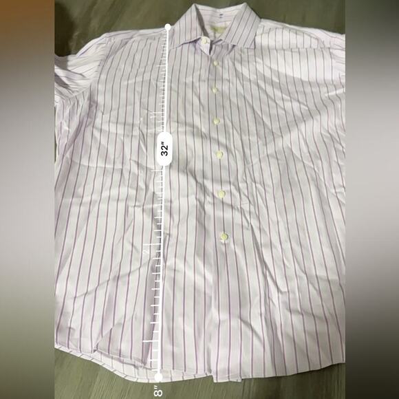 Tommy Bahama 100% Cotton Purple Striped Button Down Shirt Size 17 (32-33) - Picture 10 of 10